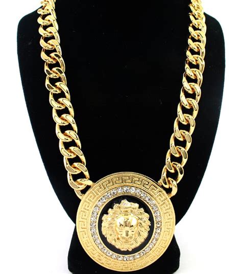 versace lion head necklace|versace necklace.